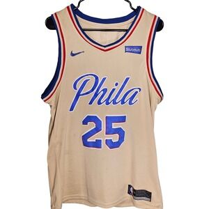Philadelphia 76ers Ben Simmons 25 Nike Swingman NBA Jersey Mens Tan Basketball